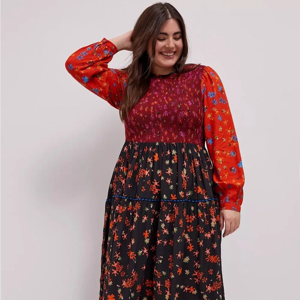 Anthropologie Bl-nk Brittany Floral Smocked Maxi Dress Sz XS Z526-40_7